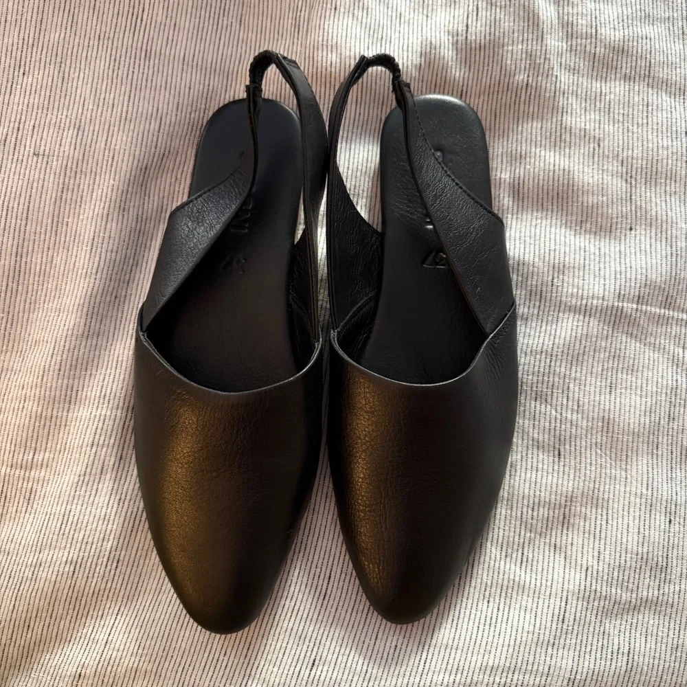 St. Agni Aleta Black Slingback Leather Mules - Picture 1 of 7
